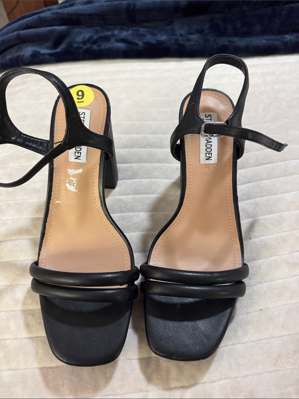 Steve Madden Black Dual-Strap Block Heel Platform Sandals